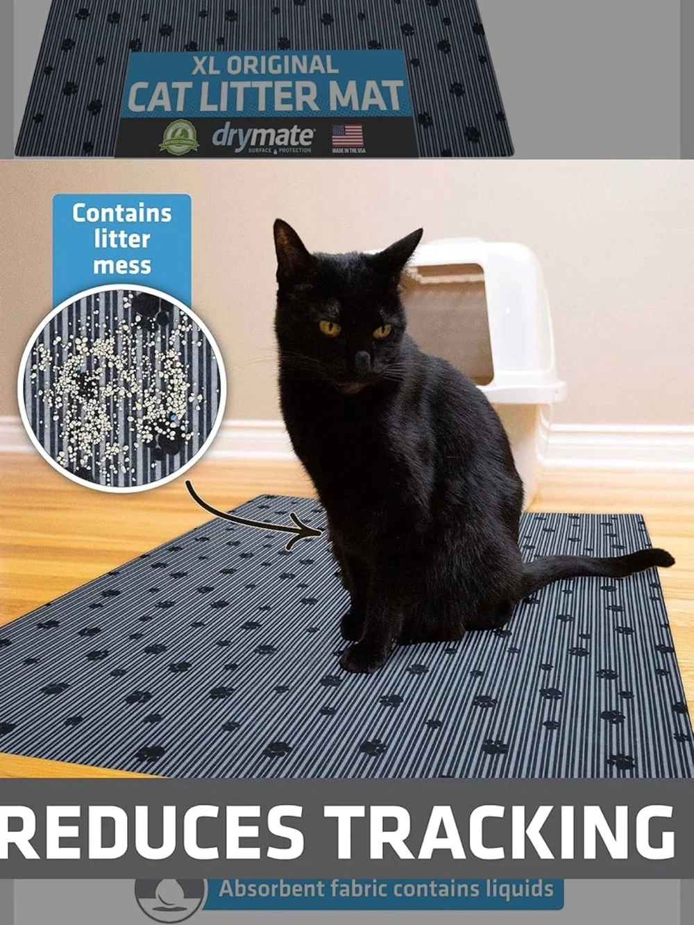 Drymate XL Original Cat Litter Mat - Gray Paw Print (2 Pack)